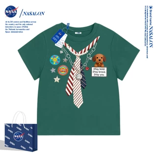 NASA เสื้อยืดแขนสั้นเด็ก ผ้าฝ้าย 100% พิมพ์ลายการ์ตูน ระบายอากาศดี เหมาะสำหรับเด็กอายุ 1-12 ปี ใส่ได้ทุกสไตล์