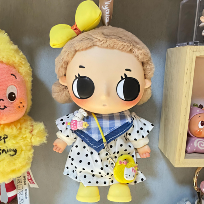 [เฉพาะชุดเสื้อผ้าเด็ก] Nyota ชุดกระโปรง Bowknot Polka Dot 4 ชิ้น สําหรับตุ๊กตา 10 ซม. พร้อมอุปกรณ์เสริม