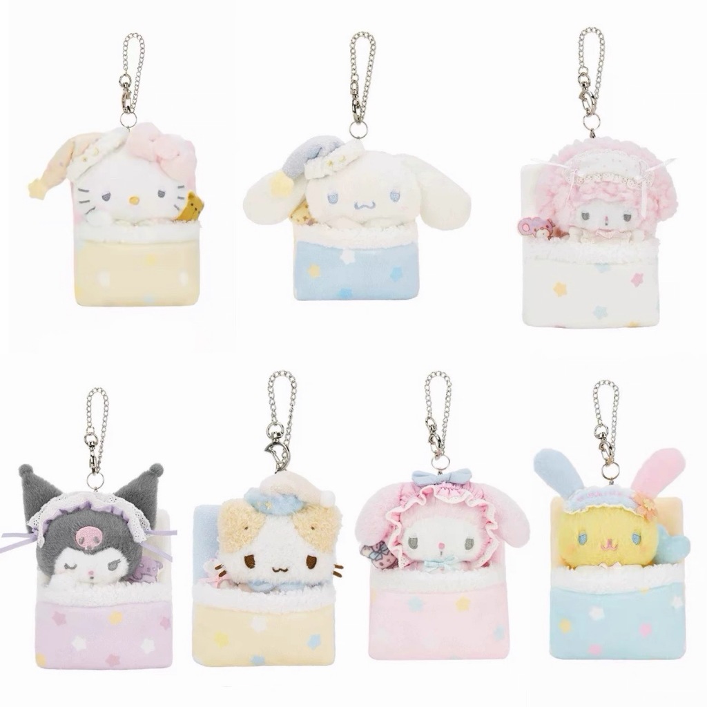 Good Night และ Sweet Dreams Mashumaro Mitaina Fuwafuwa Nyanko Hello Kitty Usahana พวงกุญแจตุ๊กตาน่ารัก Kawaii พวงกุญแจ Charms