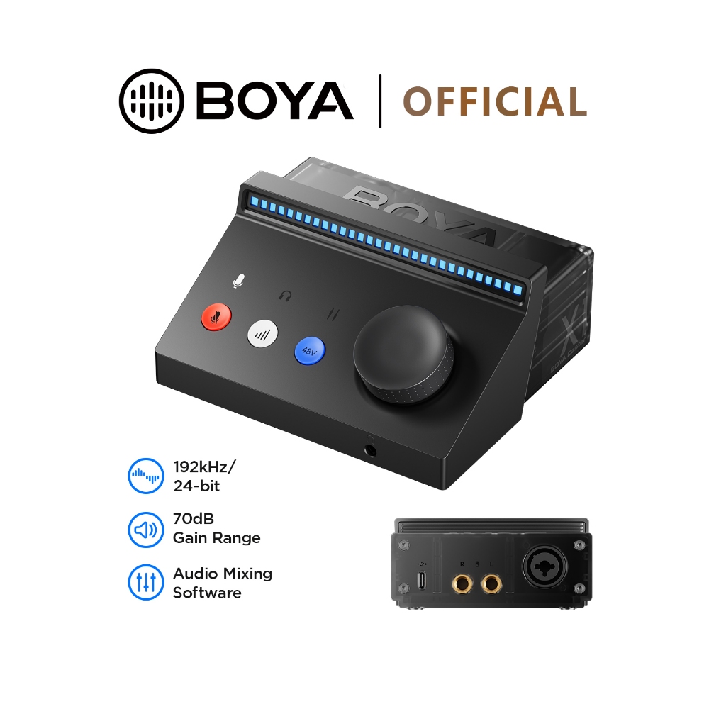 BOYA Caster X1 USB Audio Interface Mixer XLR USB-C 48V การ์ดเสียงสําหรับสตรีมมิ่ง Podcast Recording