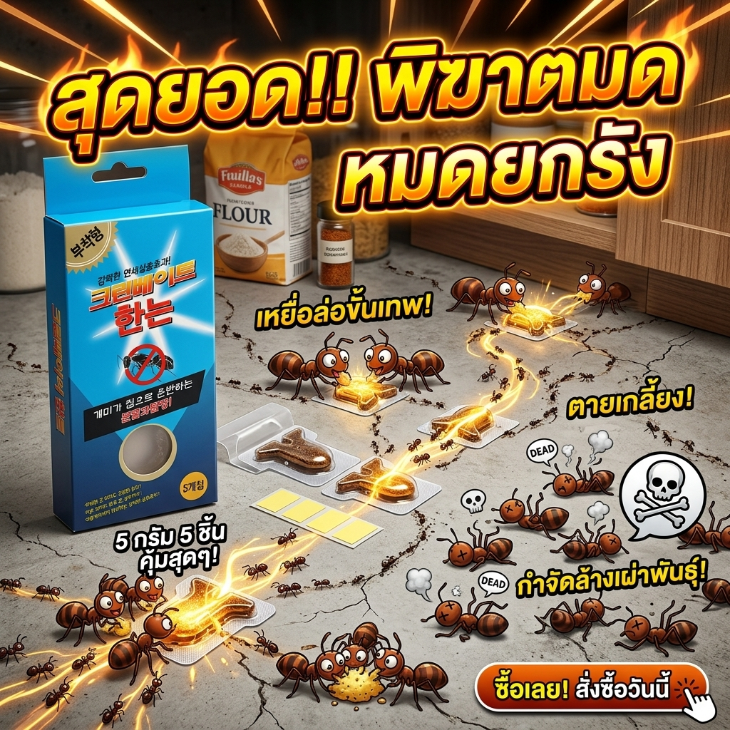 🐜 ยาฆ่ามดนำเข้าจากเกาหลี 🐜 ยาฆ่ามด กำจัดมด ยากําจัดมด เหยื่อมด ชุด 5 ชิ้น ฆ่ามดไม่มีที่หลบ ฆ่ามด เจลกำจัดมด