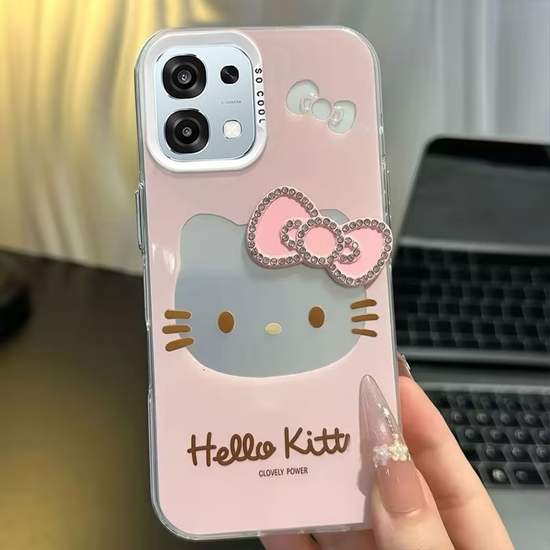 เคส OPPO A6 A5 Pro A6S 5G เคส OPPO A6X A6C A6t A6 A6t Pro Case เคส ลายการ์ตูนน่ารักรูปแมว พร้อมเพชร 3D คริสตัล โบว์สีชมพู กันกระแทก ขอบซิลิโคนอ่อน เหมาะสำหรับนักเรียน ผู้หญิง