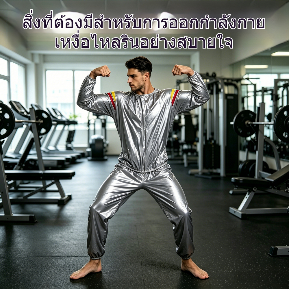 ชุดซาวน่า ความหนาแน่นสูงน้ําหนักเบา ผ้าพีวีซี สีเงิน/ดํา ชุดซาวน่า