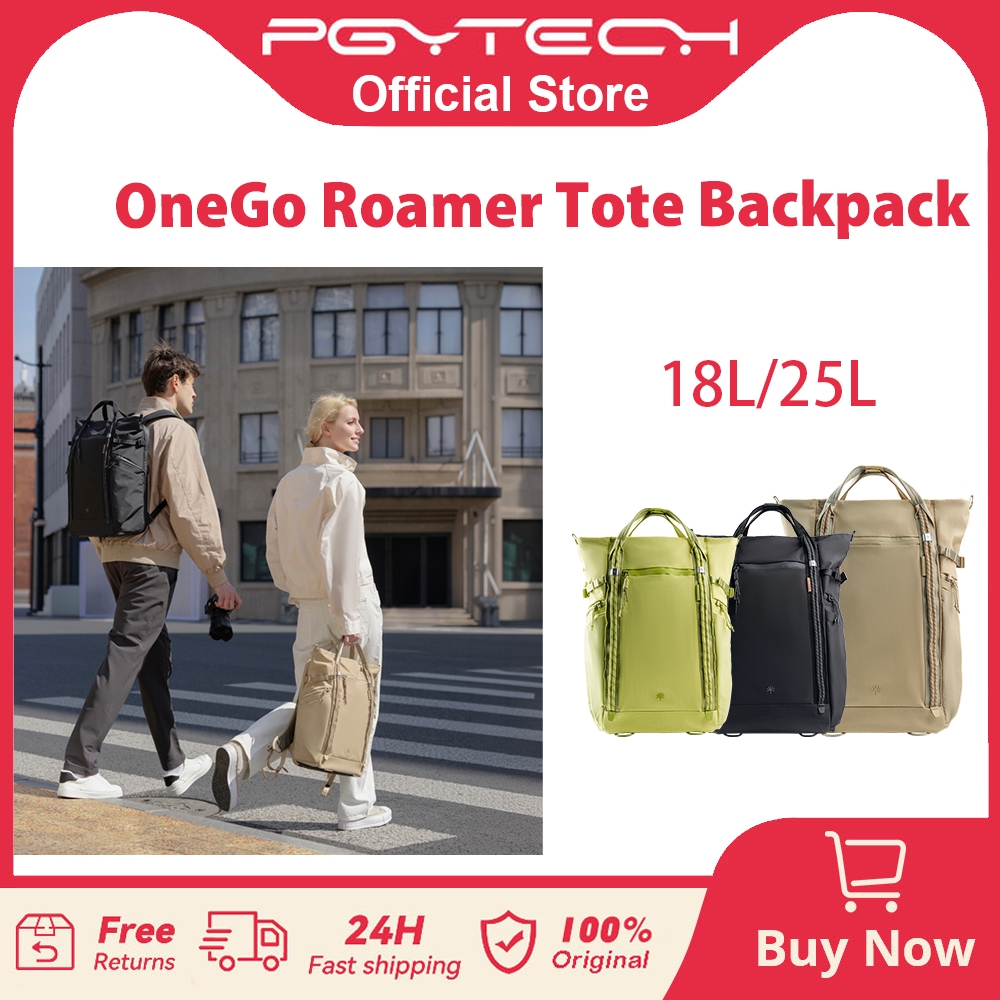 PGYTECH OneGo Roamer Tote Backpack 18L/25L Versatile Dual-Mode Camera & Daily Commute Pack with Airfoam Breathable Back System, Dual-Side Quick Access, and Water-Resistant