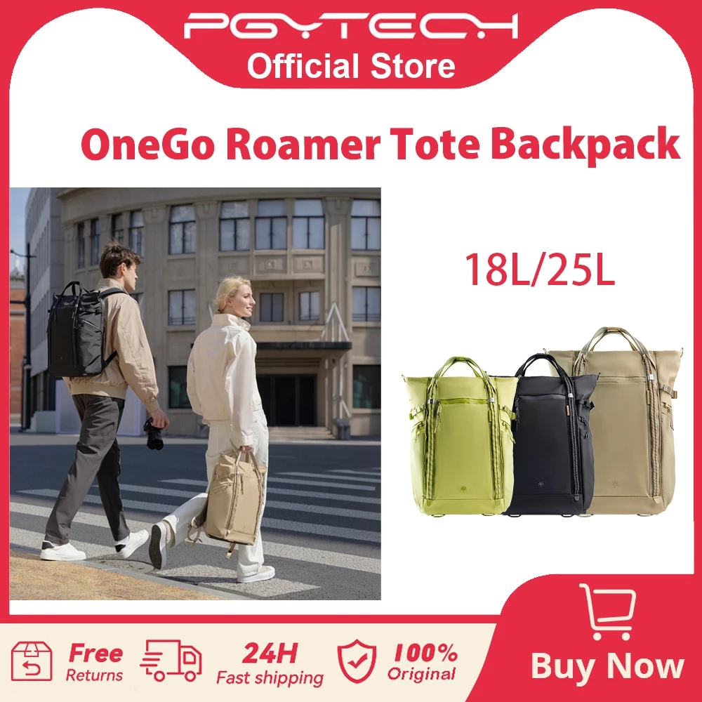 PGYTECH OneGo Roamer Tote Backpack 18L/25L Versatile Dual-Mode Camera & Daily Commute Pack with Airfoam Breathable Back System, Dual-Side Quick Access, and Water-Resistant