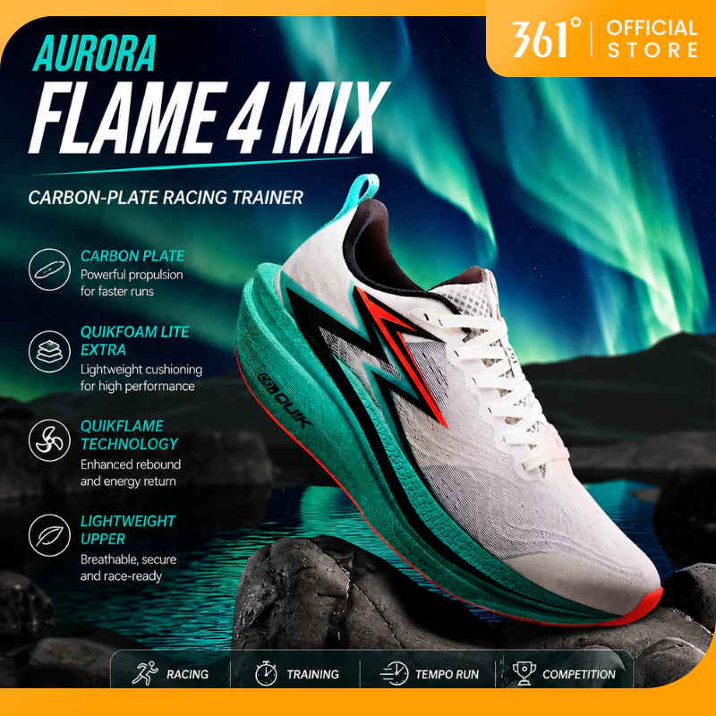 361 Degrees Flame 4 Mix รองเท้าวิ่งผู้ชาย Carbon Plate 672512204