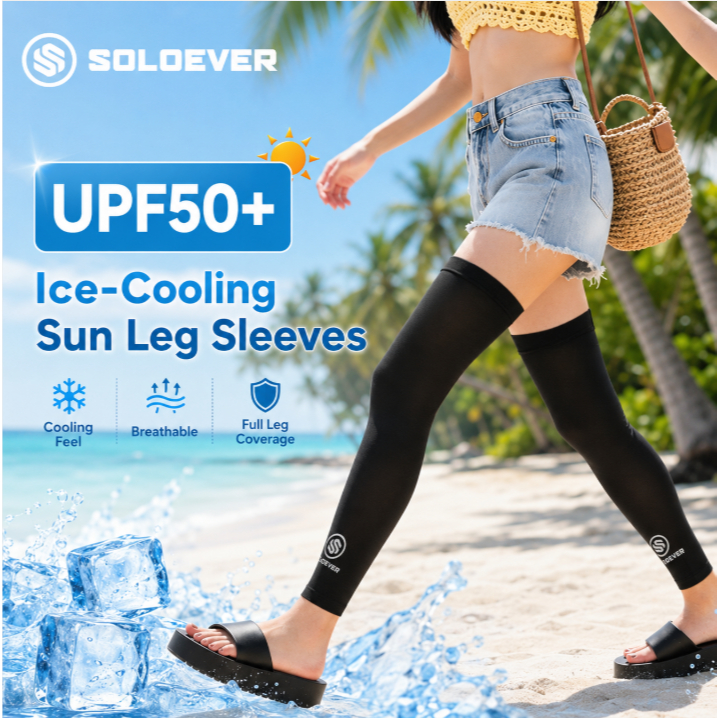 【TH Delivery 】SOLOEVER ปลอกขารัดกล้ามกันแดด Leg Sleeve รุ่น Sport Support ใส่ออกกำลังกาย ป้องกันกล้ามเนื้ออักเสบ