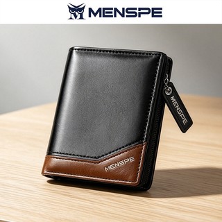 MENSPE กระเป๋าสตางค์ผู้ชาย แต่งซิป ป้องกันขโมย เหมาะกับใส่บัตรเครดิต