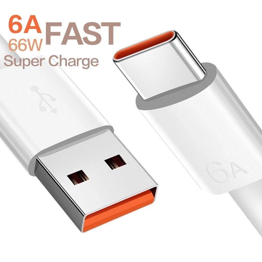 66W 6A Type-C Data Cable Fast Charging Cord USB C Type C Charge Cord for Smartphone