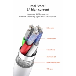 66W 6A Type-C Data Cable Fast Charging Cord USB C Type C Charge Cord for Smartphone