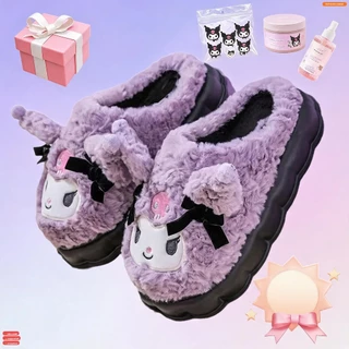 คุโรมิ รองเท้าแตะ ขนนุ่ม Fluffy พื้นหนา กันลื่น สบาย เบา ฤดูหนาว ผ้าฝ้าย น่ารัก รองเท้าบ้าน ส่งฟรี พร้อมส่ง
