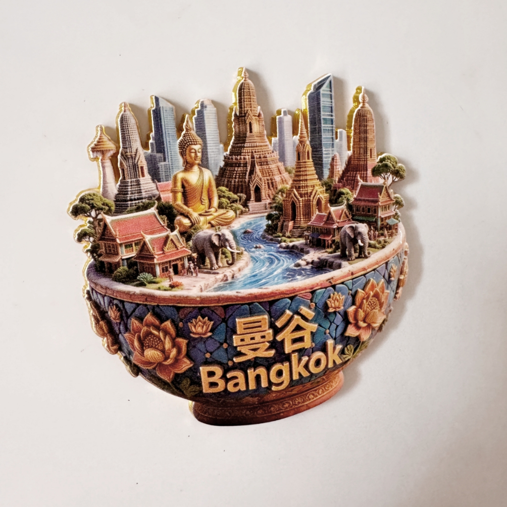 Thailand Travel ของที่ระลึก สติ๊กเกอร์ติดตู้เย็น Bangkok Great Palace Phuket แนะนําสติ๊กเกอร์แม่เหล็กช้าง