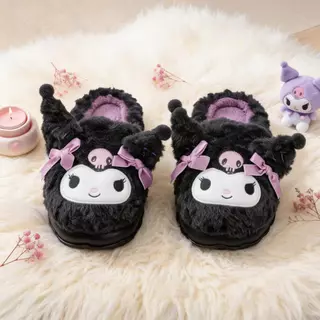 คุโรมิ รองเท้าแตะ ขนนุ่ม Fluffy พื้นหนา กันลื่น สบาย เบา ฤดูหนาว ผ้าฝ้าย น่ารัก รองเท้าบ้าน ส่งฟรี พร้อมส่ง