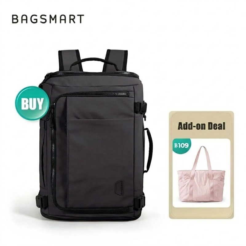 BAGSMART 15.6 นิ้ว Travel Laptop Backpack 28-38 ลิตร กันน้ำ ใช้งานได้หลากหลาย ความจุขนาดใหญ่ กระเป๋าเดินทาง