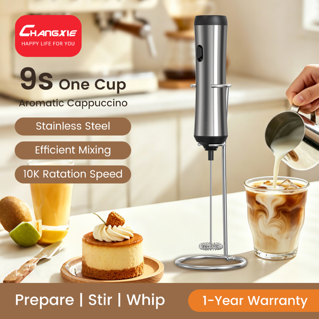 CHANGXIE เครื่องตีฟองนมไฟฟ้า Electric Milk Frother เครื่องตีฟองนมไร้สาย ที่ตีฟองนม เครื่องทำฟองนม ตีฟองนม เครื่องปั่นฟองนม เครื่องตีไข่+ฟองนม ฟองนมกาแฟ