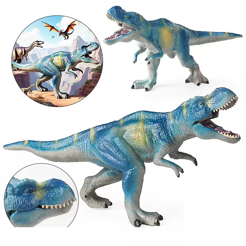 Tyrannosaurus Rex ไดโนเสาร์สีฟ้าเดิน Tyrannosaurus Rex ของเล่น Jurassic จําลองสัตว์ที่เป็นของแข็งเคร