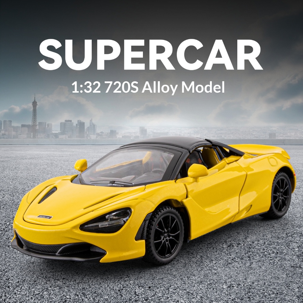DL 1:32 McLaren 720S โลหะของเล่นรถDiecastรถสําหรับชายเด็กจําลองเสียงแสงของขวัญงานอดิเรกคอลเลกชัน