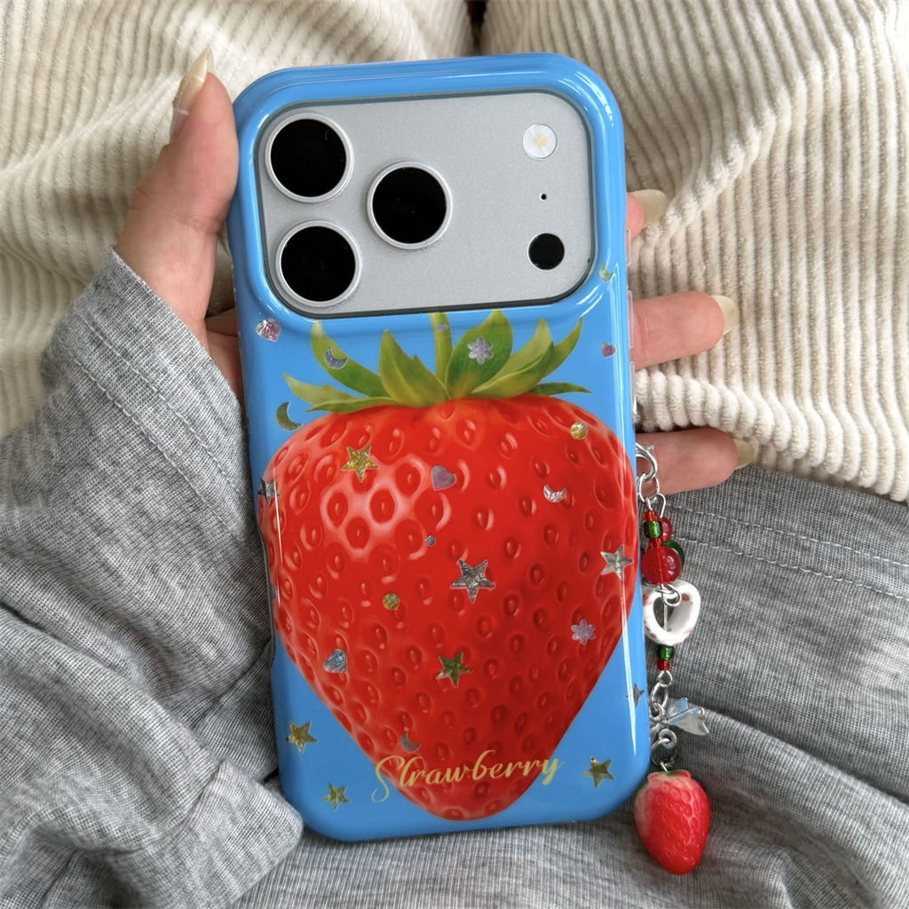 สําหรับ iphone Case 17 Pro Max 16 Pro Max 15 Pro Max เคสโทรศัพท์สตรอเบอร์รี่สีแดง