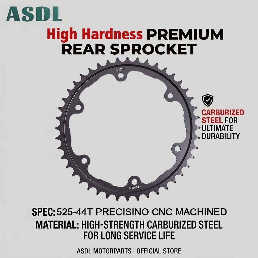 ASDL 525 44T Carburized Steel Motorcycle เฟืองหลังเงียบสําหรับ Triumph 1200Speed Triple