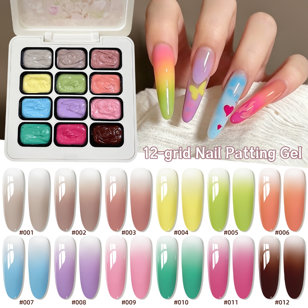 MORDDA - ยาทาเล็บเจลไล่เฉดสีชมพูและเขียว ชุด 12 สี เหมาะสำหรับใช้ในร้านเสริมความงามและที่บ้าน