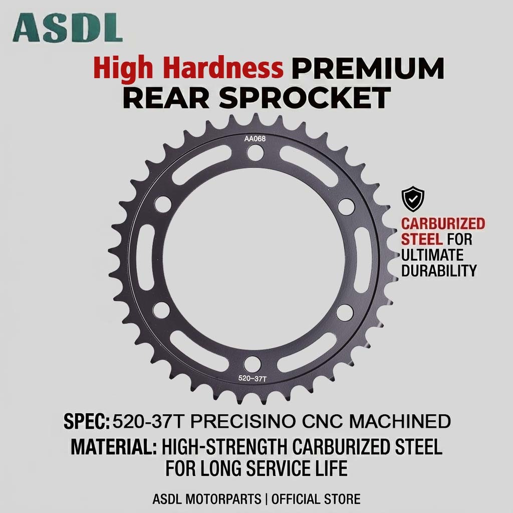 ASDL 520 37T Carburized Steel Motorcycle เฟืองหลังเงียบสําหรับ KAWASAKI W800