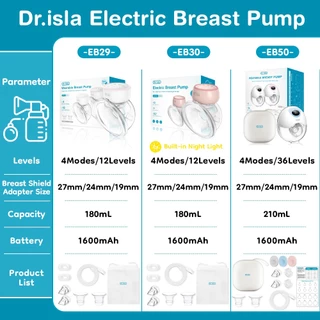 Dr.isla เครื่องปั๊มนมแฮนด์ฟรี เครื่องปั๊มนมแบบสวมใส่ได้ 27mm/24mm/19mm 3โหมด ปรับได้9ระดับ EB29/30