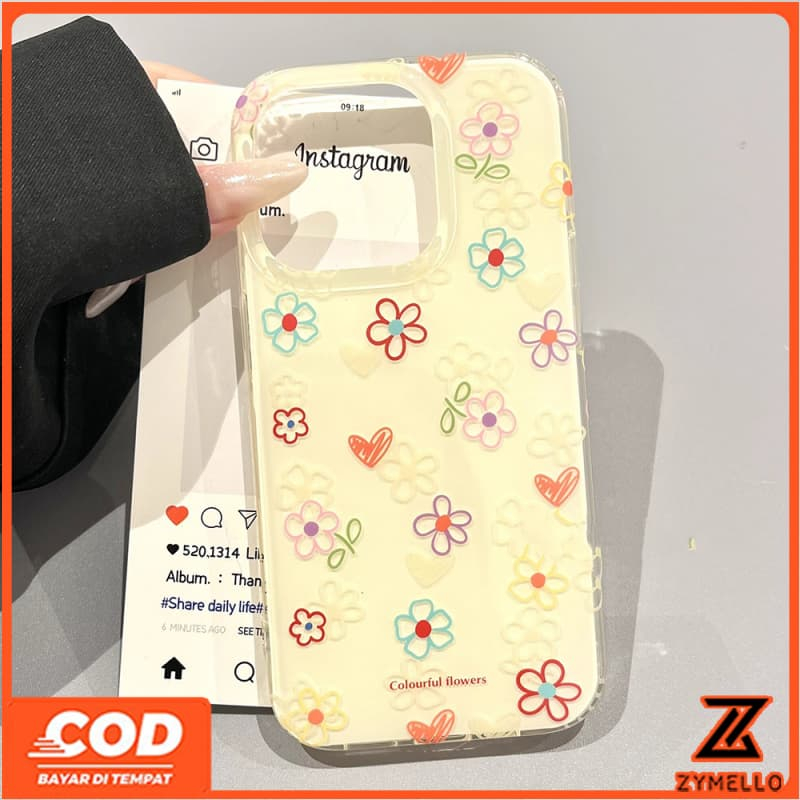 เหมาะสําหรับ OPPO A6X A6 A5X A5 5G A6Pro A5i A3 A3X A3Pro A5pro A18 A17 A60 A38 A79 A57 A77S A58 A12 A78S A5S A5S A5S A78 IMD ที่มีสีสันเคสโทรศัพท์TPUสวยงามดอกไม้