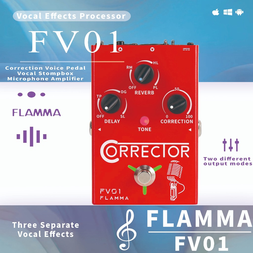 FLAMMA FV01 Vocal Effects โปรเซสเซอร์ Pitch Correction Voice Pedal Vocal Stompbox ไมโครโฟนเครื่องขยา