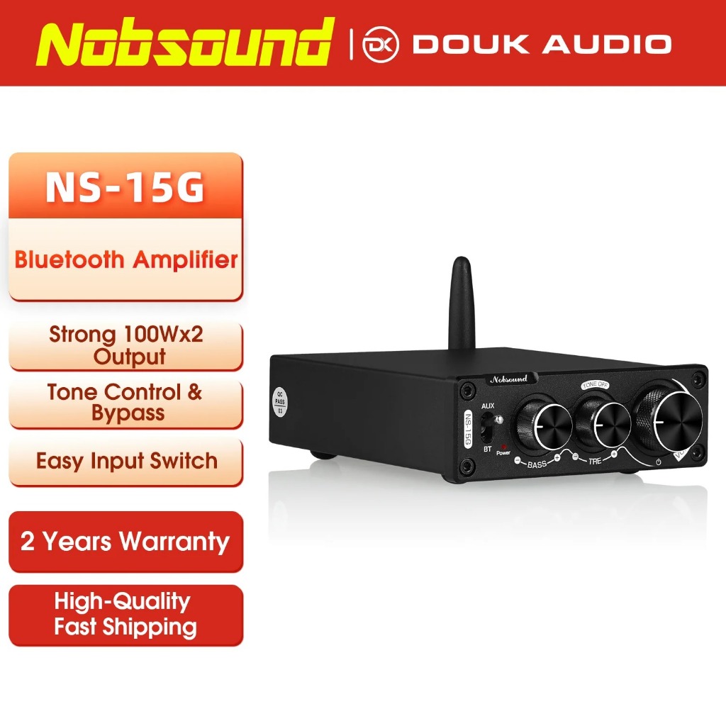 Douk Audio NS-15G Mini Bluetooth 5.0 TPA3116 เครื่องขยายเสียงดิจิตอลไฮไฟสเตอริโอเสียง Class D Amp Bass Treble สําหรับลําโพง