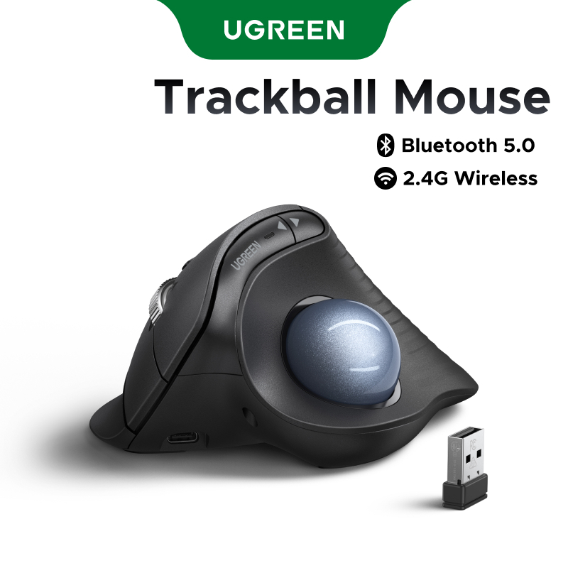 UGREEN เมาส์แทร็กบอลแนวตั้งบลูทูธ 5.4 2.4GHz แบบมีสายชาร์จ Ergonnomic โหมด DPI 5 ระดับสําหรับแล็ปท็อป Windows macOS Linux