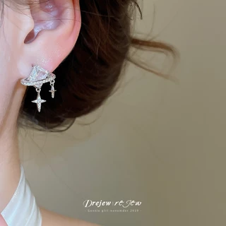 DREJEW ต่างหูผู้หญิงสีทอง ดาวเคราะห์ดาวห้อย ซิรคอน สไตล์เกาหลี สวมใส่ทุกวัน ปาร์ตี้ งานเลี้ยงค่ำ ของขวัญ