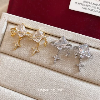 DREJEW ต่างหูผู้หญิงสีทอง ดาวเคราะห์ดาวห้อย ซิรคอน สไตล์เกาหลี สวมใส่ทุกวัน ปาร์ตี้ งานเลี้ยงค่ำ ของขวัญ