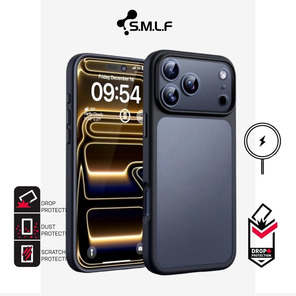 SMLF Matte Case for iPhone 17 Pro Max 16 Pro Max 15 Pro Max 14 Pro Max 13 Pro Max 14 13 Military Grade Drop Protection Frosted Translucent Back Minimalist Cover Anti-Fingerprint