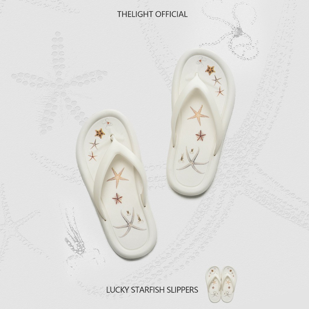 THELIGHT รองเท้าแตะผู้หญิง ลายดาวทะเล พื้นหนานุ่ม กันลื่น คุณภาพสูง เหมาะใส่ไปทะเล ใส่สบาย