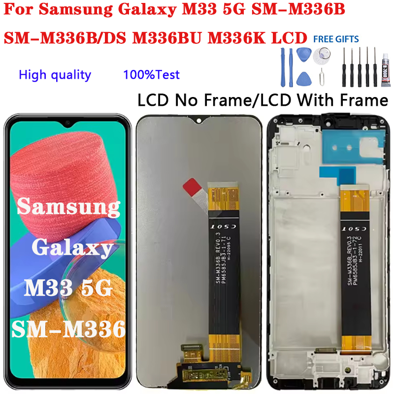 SAMSUNG สําหรับSamsung Galaxy M33 5G SM-M336B M336B/DS M336BU M336KจอแสดงผลLCD Touch Screen Digitize