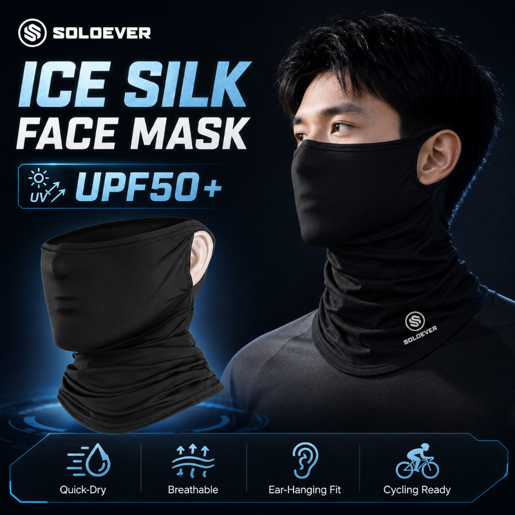 【TH Delivery】SOLOEVER หน้ากากครึ่งหน้า  ระบายอากาศดี ป้องกัน UV50+ กันฝุ่น ใส่ปั่นจักรยาน ขับมอเตอร์ไซค์ แห้งไว นุ่มสบาย
