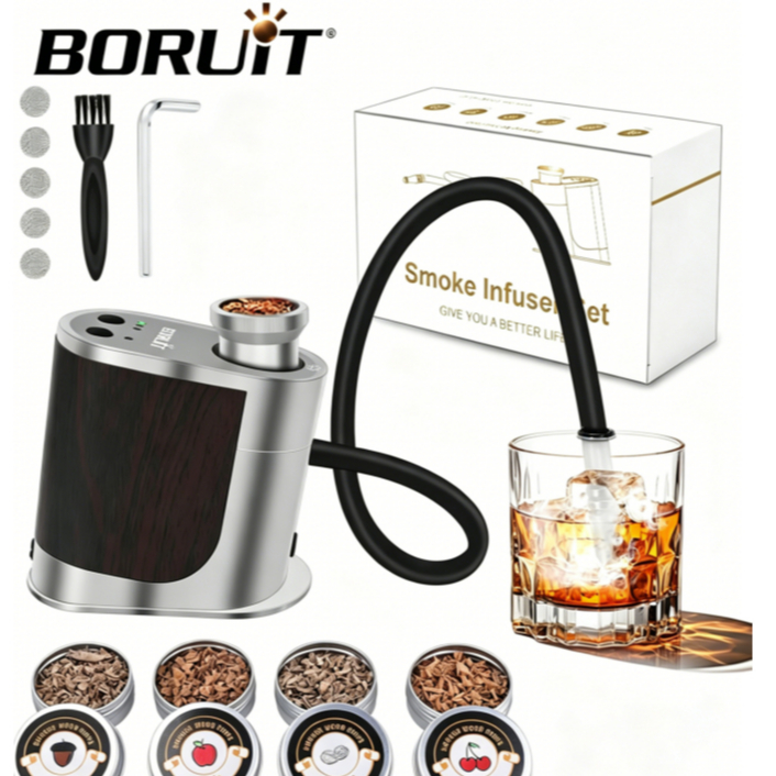 BORUiT BQ500 แบบพกพาโมเลกุล Gastronomy Smoke Infuser ปรับความเร็วได้ ​​เครื่องมือทําอาหารในครัวแบบชา