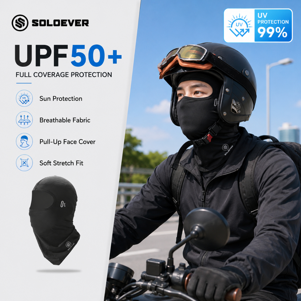 【TH Delivery 】SOLOEVER Balaclava mask หน้ากากปิดหน้าเต็มใบ ป้องกันรังสียูวีระดับ 50+ ป้องกันฝุ่น เหมาะสำหรับขับขี่มอเตอร์ไซค์ แห้งเร็ว นุ่มและสวมใส่สบาย