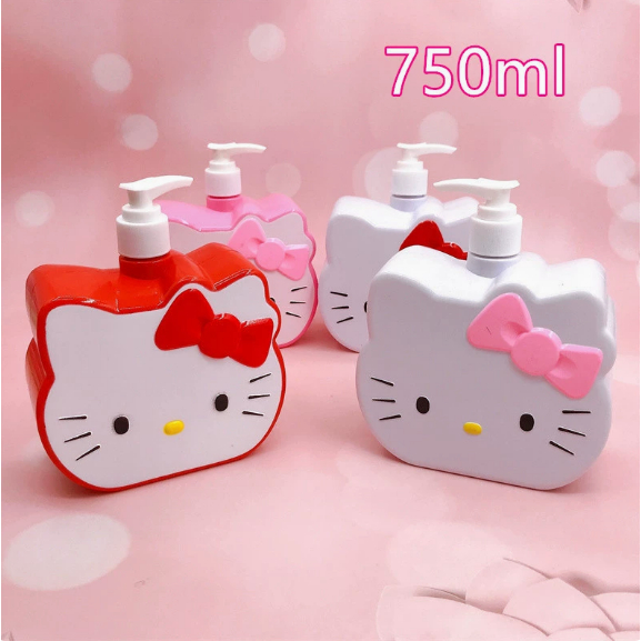 750มล คิตตี้ น่ารักแยกขวดเดินทางแบบพกพาร่างกายล้างแชมพูโลชั่นกดขวด