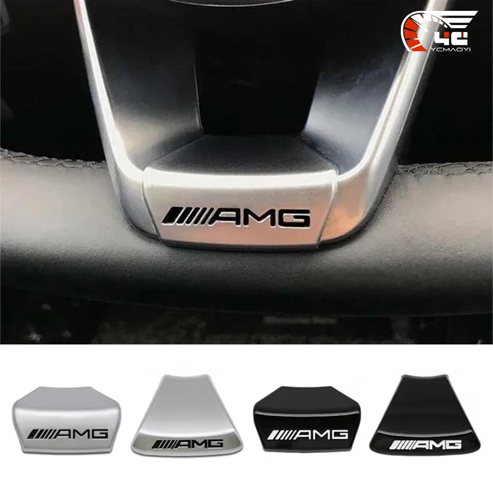 โลหะ AMG พวงมาลัยสัญลักษณ์สําหรับ Mercedes Benz W204 W205 W206 W212 W213 CLA GLC X253 GLE W167 GLA H247 ภายในรถ Decal Trim สติกเกอร์