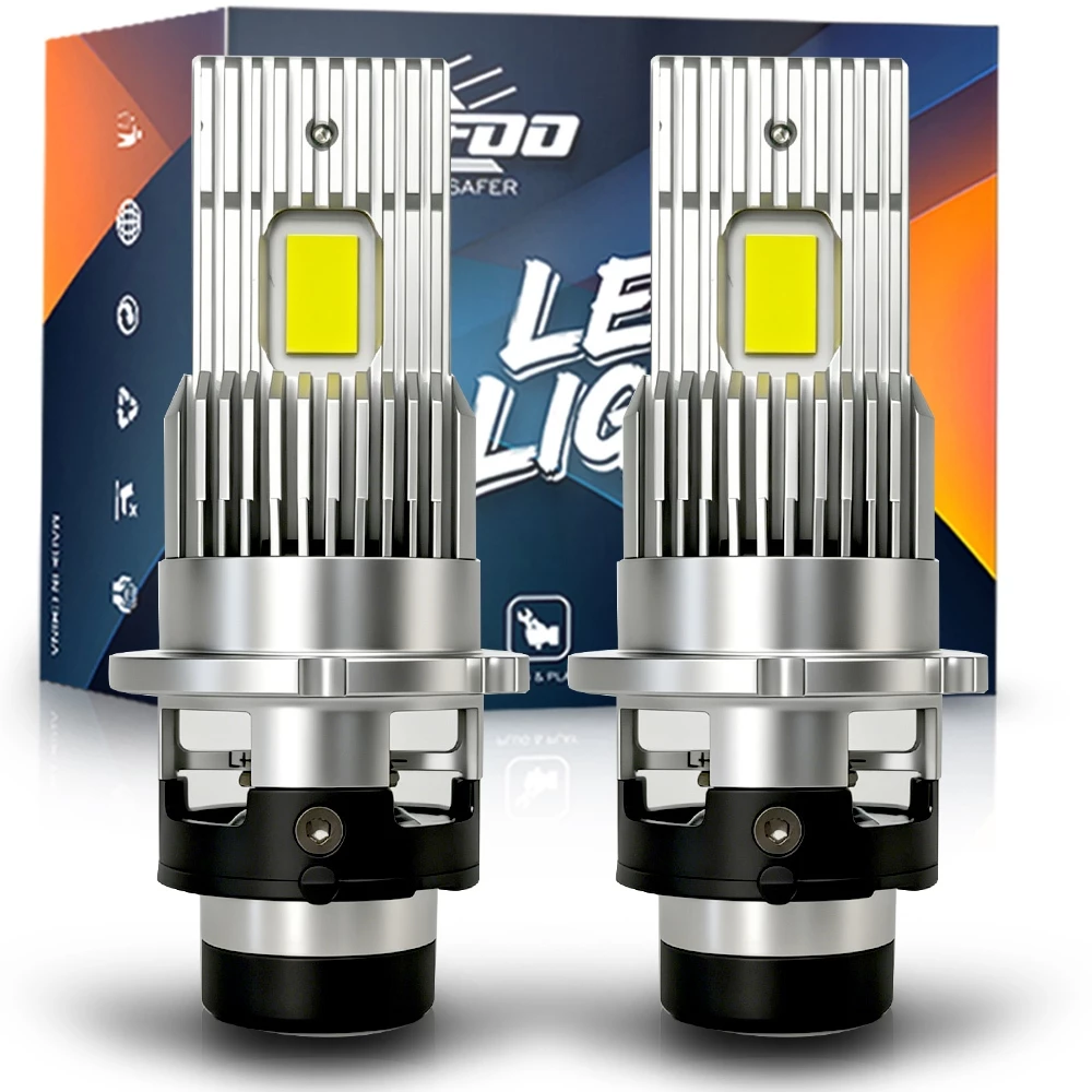 TUFFOO 1 คู่ D2S/D2R/D4S/D4R หลอดไฟหน้า LED รถยนต์ 6000K - สีขาว DC12V