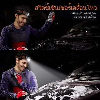 SUPERFIRE HL75-S 5W แบตเตอรี่ 2000mAh ไฟฉายคาดหัว มินิ LED ไฟหน้าแบบชาร์จไฟได้เซ็นเซอร์ไฟหน้าไฟฉาย พิมพ์-C ทำงานโคมตกปลา