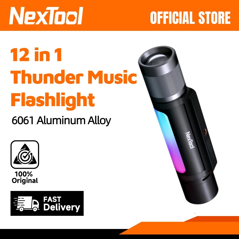 NexTool Thunder Music ไฟฉาย 900lms กลางแจ้ง 12in1 ไฟฉายมือถือระยะไกลที่มีประสิทธิภาพ NE20161A