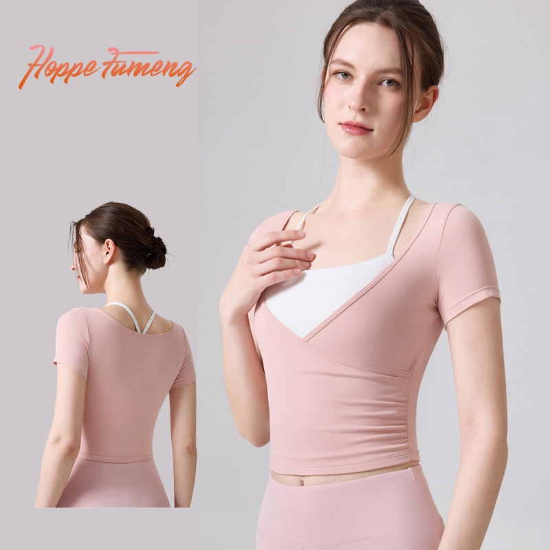 Hope Fumeng เสื้อยืดแขนสั้นผู้หญิงด้านนอกสําหรับสวมใส่กลางแจ้งและโยคะ