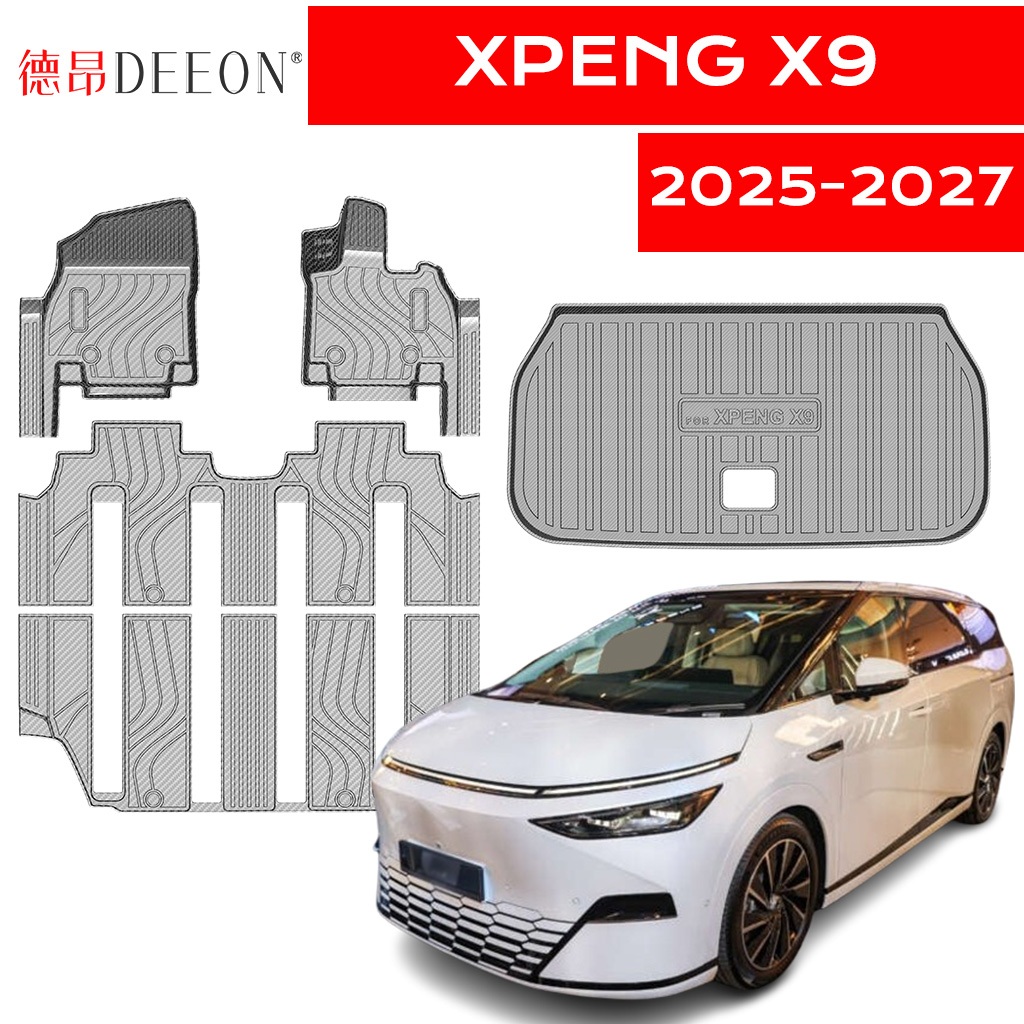 [DEEON] XPENG X9 2025-2028 พรมปูพื้นรถยนต์ 3D, TPE + TPV, กันลื่นกันน้ําทนต่อการสึกหรอไม่มีกลิ่น