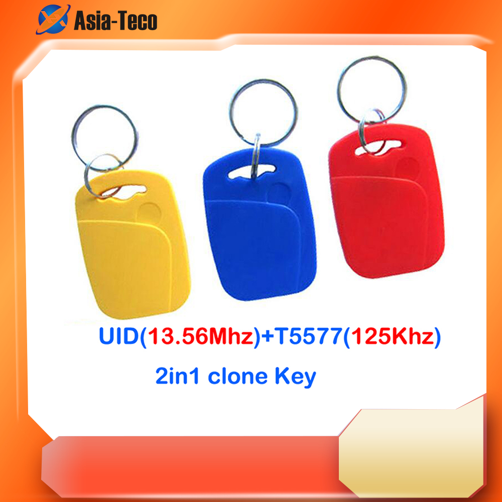 10pcs RFID สมาร์ทชิปความถี่คู่พวงกุญแจ 125kHz T5577 การ์ดสําเนาเขียนซ้ําได้ UID 13.56MHz NFC Clone Tag S50 Token Copier Badge