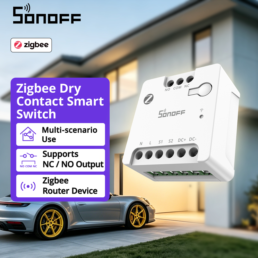 SONOFF MINI-ZBD Zigbee Dry Contact สมาร์ทสวิทช์แห้ง Contact Output ไม่มี/NC สนับสนุน SFlexible AC & DC Power ความเข้ากันได้ Remote & Timer Control ทํางานร่วมกับ Zigbee Hub