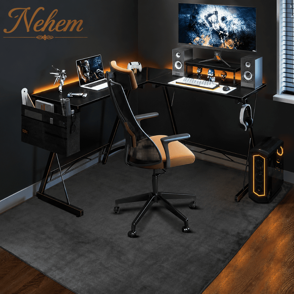 Nehem -160ซม.x180ซม.พรมผ้าสักหลาดขนาดใหญ่ เก้าอี้สำนักงานเก้าอี้เกม พรมปูพื้นแข็ง ห้องนั่งเล่นเก้าอี้สำนักงาน พรมปูพื้นไม้เนื้อแข็ง ผ้าสักหลาด โต๊ะทำงาน พรมพื้นผิวแข็ง โฮมออฟฟิศ พรมปูพื้นป้องกัน