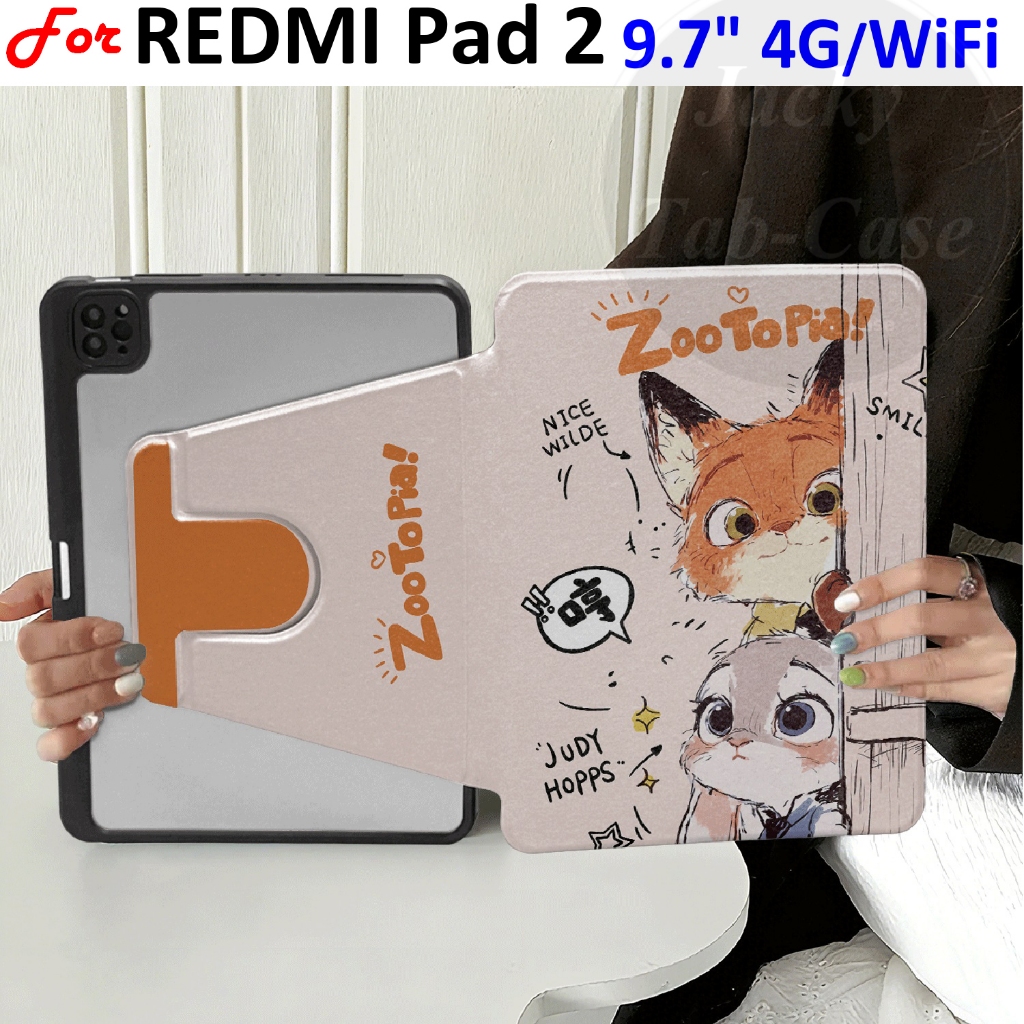 สําหรับ REDMI Pad 2 9.7" 4G | อินเตอร์เน็ตไร้สาย 2026 ใหม่ เคสแท็บเล็ต อะคริลิค 360° หมุนขาตั้งปากกาฝาครอบสําหรับ Xiaomi Redmi Pad2 SE 9.7 นิ้วจีน