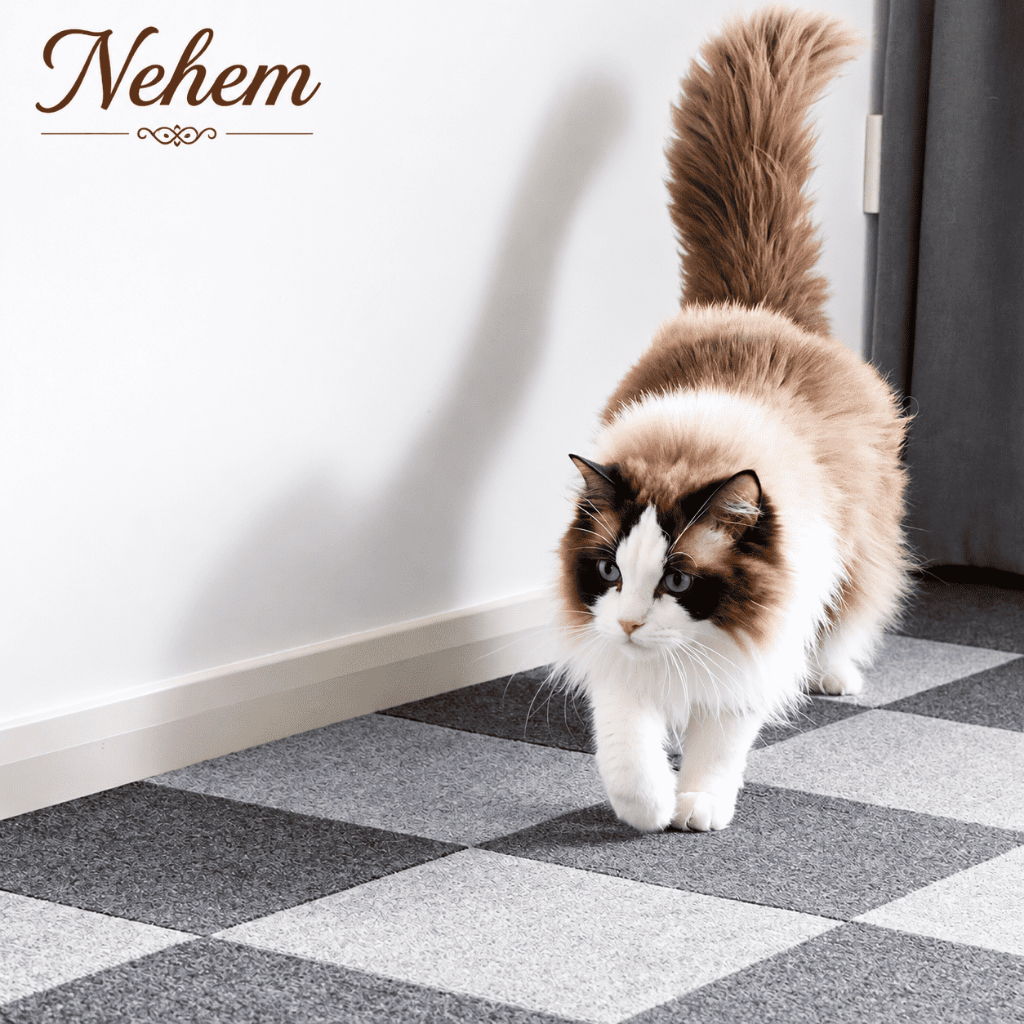 Nehem - 10PCS พรมจิกซอว์ปูพื้นพรมปูพื้นสำหรับสัตว์เลี้ยง กาวติดด้วยตนเองนำมาใช้ใหม่ พรมสัตว์เลี้ยง กันลื่นสัตว์เลี้ยง - สําหรับพื้นไม้/กระเบื้อง/พื้นแข็ง - สํานักงาน/บ้าน/ห้องนั่งเล่น/ห้องครัว